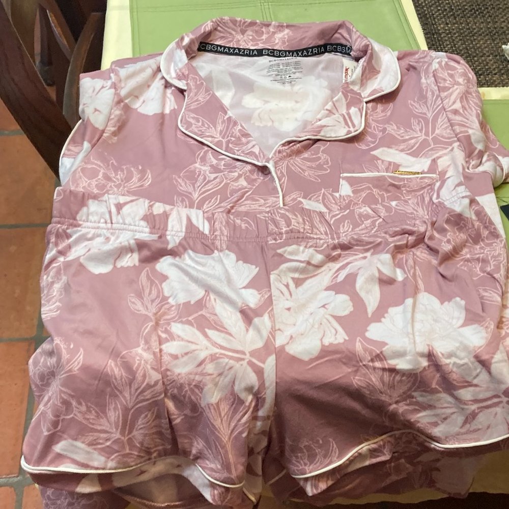 BCBG (New with tags)  Pink and white flower Pajama top and shorts